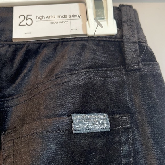 NWT 7 For All Mankind High Rise Ankle Skinny Button Fly Black Velvet Pants 25 - Picture 9 of 11